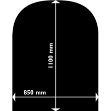 Golvplåt 1100*850, halvrund. 1,5 mm. Svart.