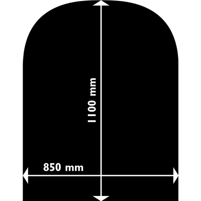 Golvplåt 1100*850, halvrund. 1,5 mm. Svart.